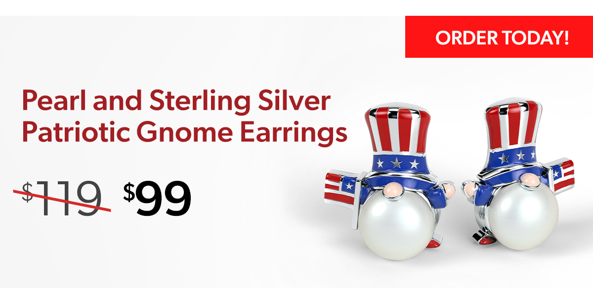 Pear and Sterling Silver Patriotic Gnome Earrings