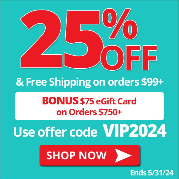 Save 25% and get a Bonus $75 Gift card when you spend $750