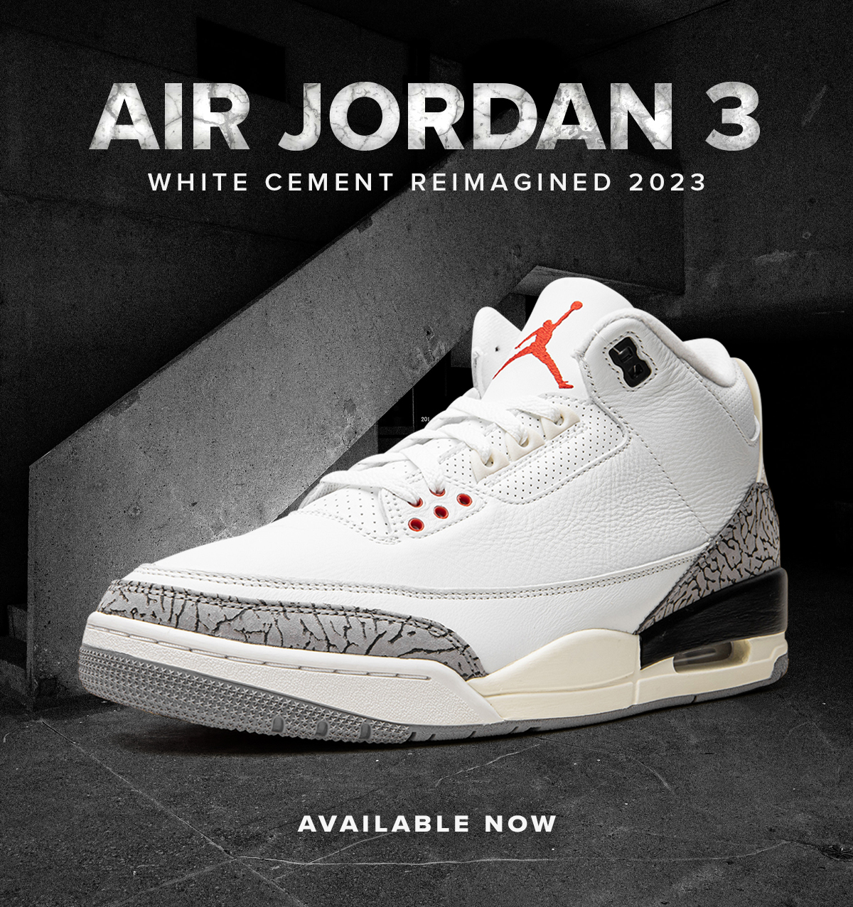 Available now: Air Jordan 3 'White Cement Reimagined' - Stadium Goods