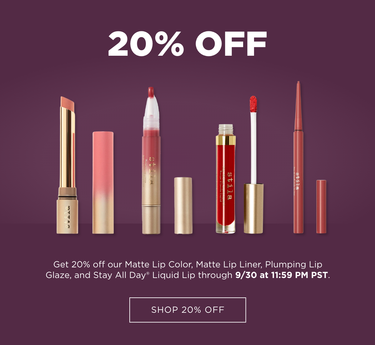 Shop 20% Off through 9/30 at 11:59 PM PT
