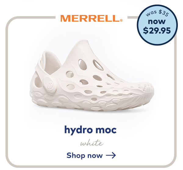 merrell. hydro mo white. shop now --> was $35 now $29.95