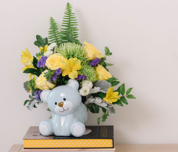 Teleflora's Joyful Blue Bear Bouquet