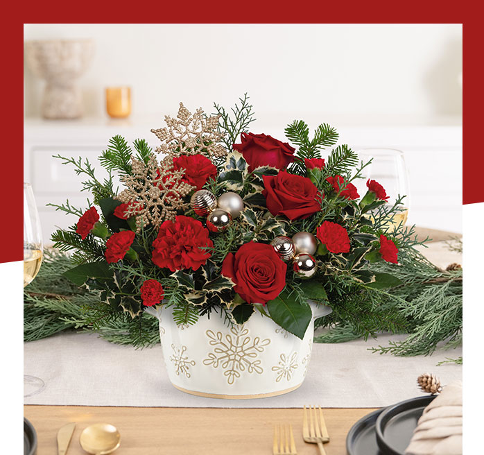 Teleflora's Snowflke Symphony Centerpiece