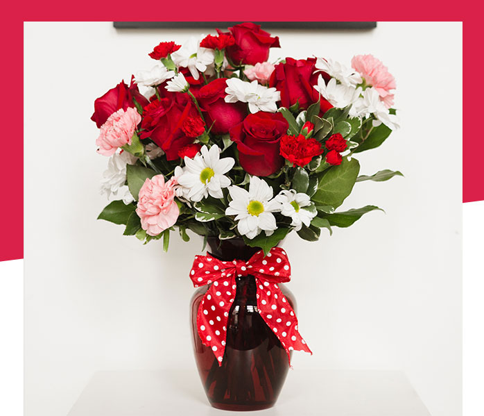 Hugs and Kisses Bouquet with Red Roses