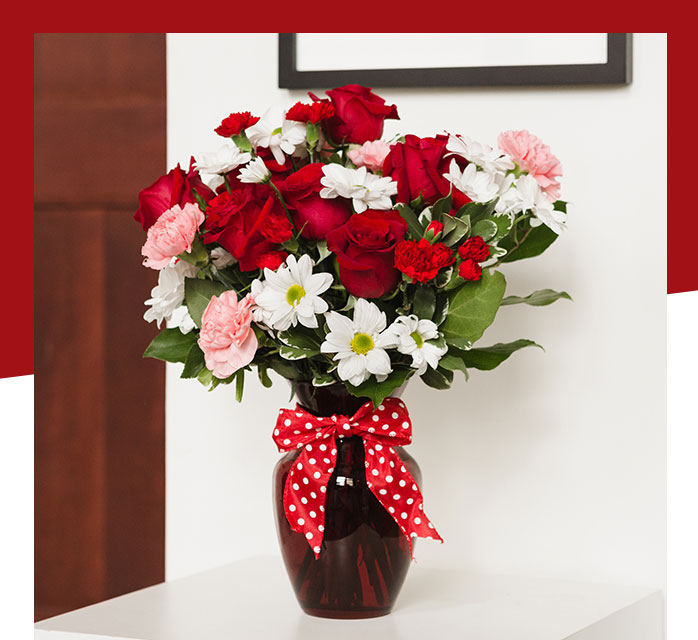 Hugs and Kisses Bouquet with Red Roses