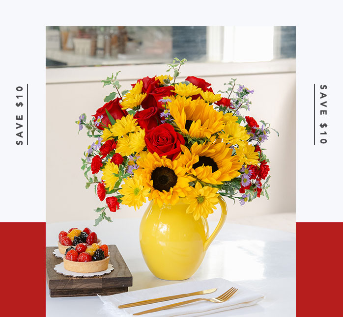 Teleflora's Sunny Day Pitcher of Joy