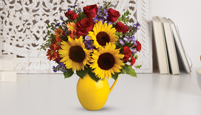 Teleflora's Sunny Day Pitcher of Joy